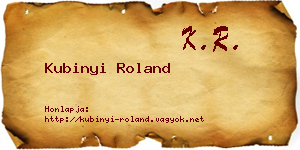 Kubinyi Roland névjegykártya